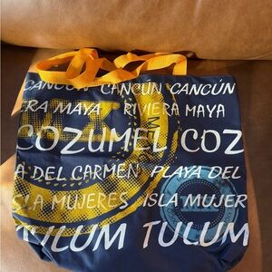 Cozumel Tulum Riviera Maya Canvas Tote - Navy & Yellow